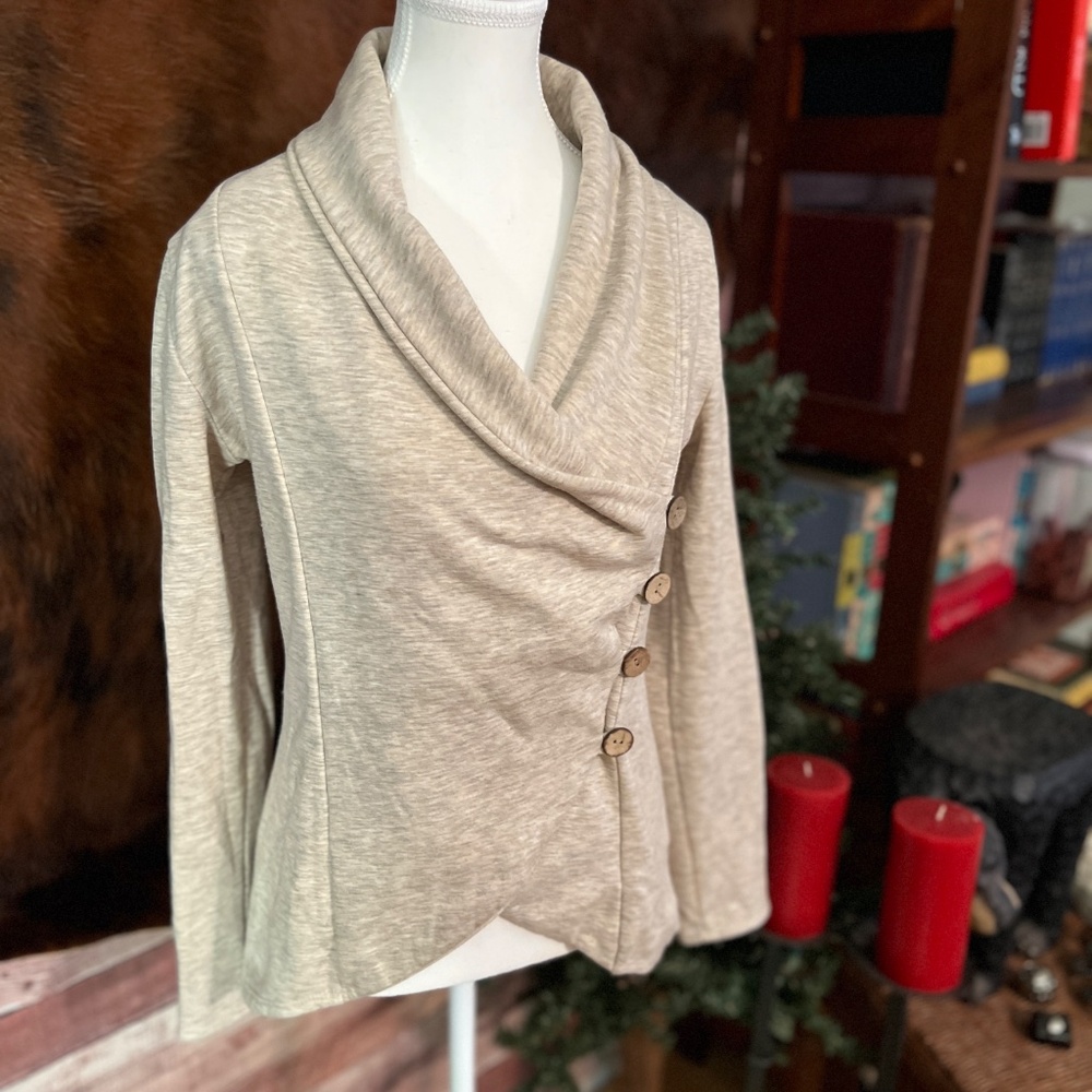 P.S. Kate Cream Heather Cross-Button Jacket